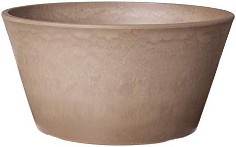 PSW Pot Collection TD25TC Plastic/Stone/Wood Composite Shallow Bulb Pan - No Drainage Hole (Drillable), Planter for Succulents, Bonsai, Fairy Gardens, Herbs, 10-inch, Terra Cotta Color