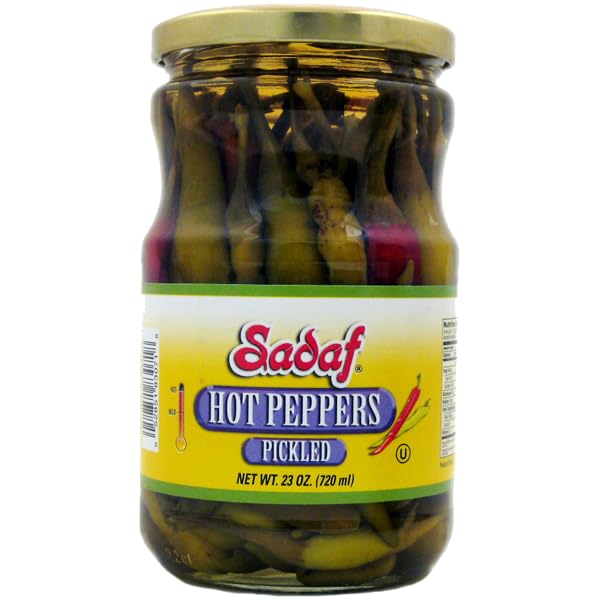 Sadaf Pickled Hot Peppers - Pickled Hot Peppers for Cooking and Food Flavoring - Spicy Peppers -Kosher - 23 oz Jar
