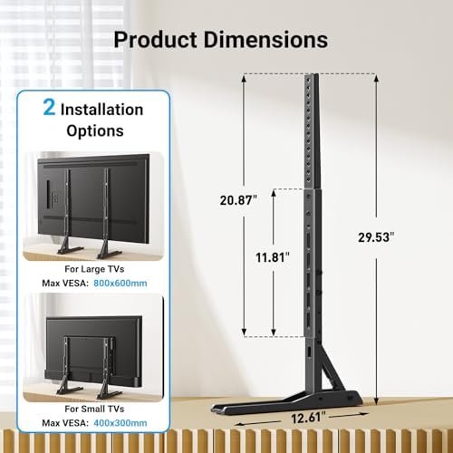 PERLESMITH Universal TV Stand Mount for 20-75 Inch TVs, Height Adjustable Table Top TV Stand