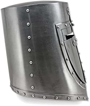 AnNafi® Visored Great Crusaders Helmet |German & European Closed Helm |Flat Top Plate Armor Helmets |18G Steel Armour Helmet for SCA LARP