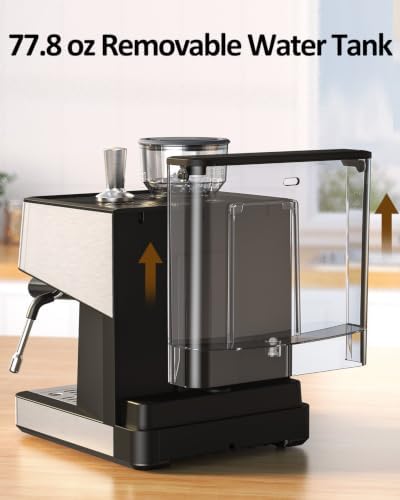 (2026 Upgrade) Espresso Machine with Grinder, 15 Bar Expresso Coffee Machines, Professional Coffee Maker for Latte&Cappuccino with Milk Frother, Expresso Machines for Home Descaling Kit Included White