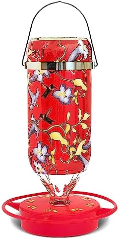 Hummer's Galore Hummingbird Feeders for Outdoors Hanging, Glass, 32 OZ, Vine Design