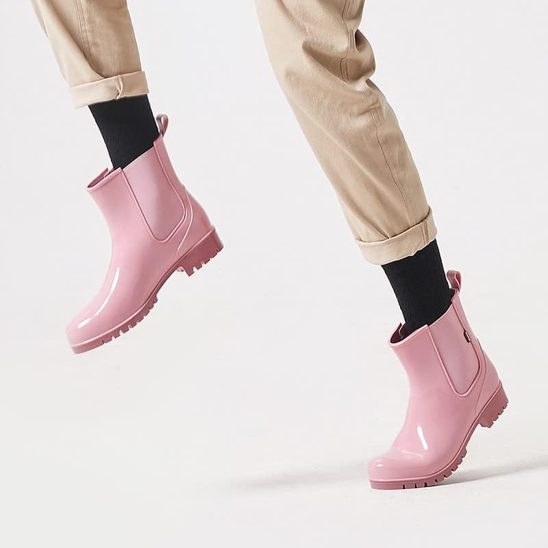 planone Cute Short Rain Boots for Women, Waterproof Chelsea Ankle Boots