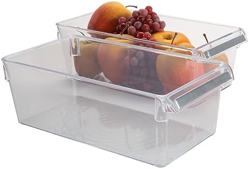 Kitchen Details 2 Pack Medium Refrigerator Storage Bin | Fridge & Freezer | Kitchen Organization | Stainless Steel Handle | Countertop | Cabinets