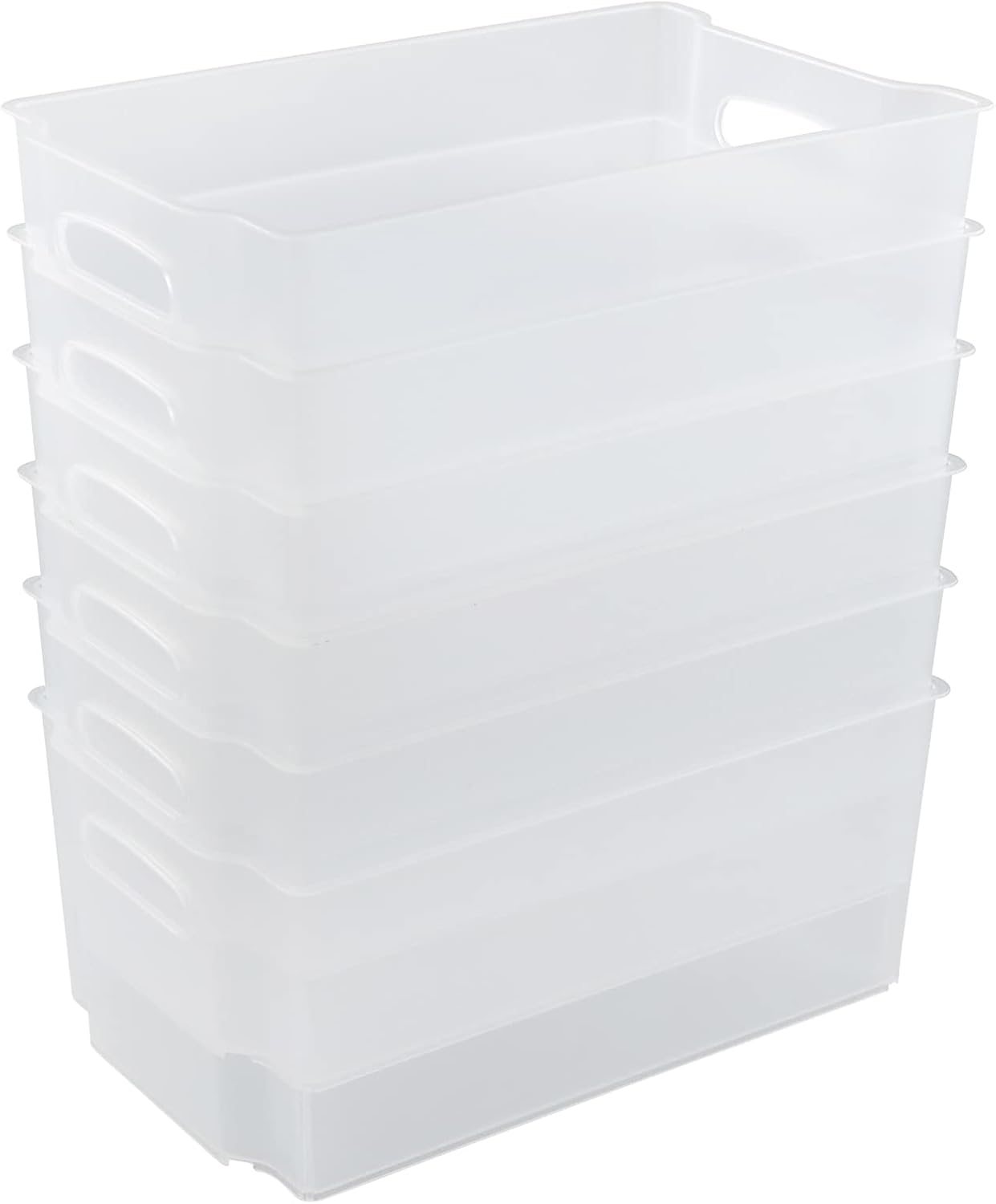 Tyminin Plastic Stackable Fridge Storage Basket Freezer Bin, 4 Packs