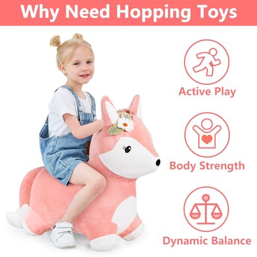 Bouncy Pals Toddler Horse Hopper Toy, Kids Outdoor Ride Bounce Farm Animal | Inflatable Bouncing Hopping Toy, Indoor Baby Plush Bouncer Horse, Birthday Gift for 18 Month 2 3 4 Year Old Child Boys Girls