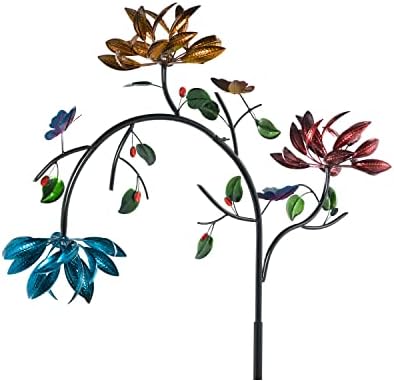 Evergreen Garden Beautiful Summer Multi Colored Flowers Wind Spinner | 91 inches Tall x 41 Inches Wide | Fade and Weather Resistant | Metal Stake