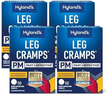 Hyland's Leg Cramps PM, Relief of Nighttime Leg, Calf, and Foot Cramps, 50 Quick-Dissolving Tablets 4-Pack (200 Total)
