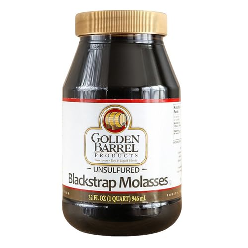 Golden Barrel Unsulfured Blackstrap Molasses, Bulk 128 oz Jug, Rich Robust Molasses for Baking, Cooking & Marinades
