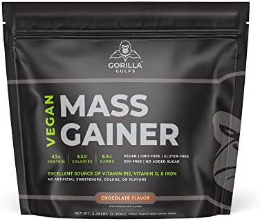 Gorilla Gulps – Mocha Vegan Mass Gainer – 5 lb Natural High Calorie Protein Powder – GMO, Gluten, Dairy