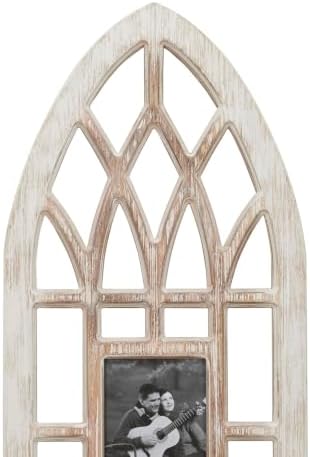 Deco 79 Wooden Wall Photo Frame Slim Arched Window Inspired 3 Slot , 14" x 1" x 47", Light Brown