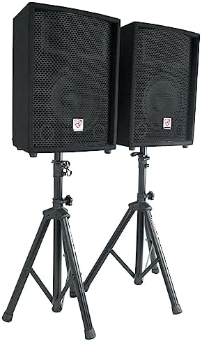 Rockville RPG2X10 10" PA Speaker Pair with Mixer and 2 UHF Wireless Mics