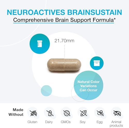 XYMOGEN NeuroActives BrainSustain - Brain Health Support with Phosphatidylserine & CoQ10 - Vegetarian, Gluten-Free & Non-GMO - 240 Capsules