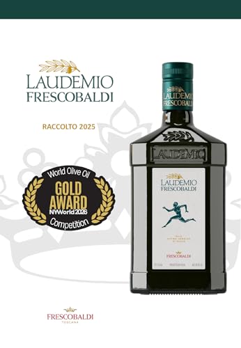 FRESCOBALDI Laudemio Extra Virgin Olive Oil, 16.9 FL Oz, 500ml, Premium, Award Winning Product of Tuscany, Italy, Fruity & Peppery Flavor, Smooth & Robust Low Acidity, Rich in Polyphenols | High Polyphenol Olive Oil | Cold Pressed hours after harvest | A…