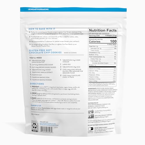 King Arthur Measure for Measure Gluten-Free Flour: All-Purpose 1:1 Substitute for Wheat Flour, Non-GMO, Kosher Certified, 3 lbs Bag for Baking Cookies, Cakes, Muffins