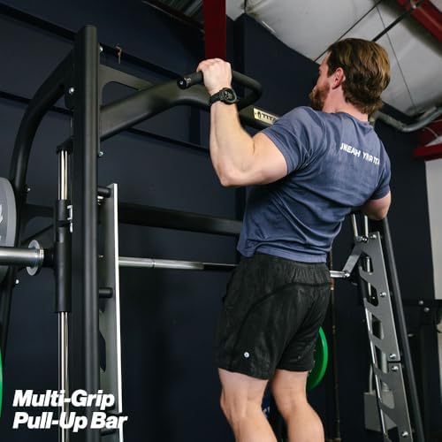Titan Fitness Smith Machine, Counterbalanced Power Rack with Adjustable Safety Stops, Olympic Fixed Barbell Design, Multi-Grip Pull Up Bar