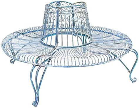 SAFAVIEH Outdoor - Ally Iron Tree Bench - Rustic Brown Iron Metal - Curved Scrollwork Garden Design - Ideal for Patio, Deck, Porch, Garden, 17.5" Seat Height (PAT5019A)