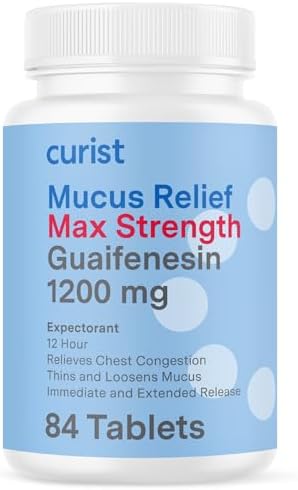 Curist Guaifenesin Mucus Relief 1200 mg Maximum Strength OTC - 84 Count Extended Release Tablets - Reduce Mucus Clear Congestion (84 Count Tablet