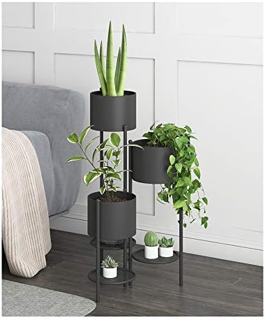 Metal Plant Stand, 6 Tier 6 Potted Indoor Gold Flower Pot Stand Holder Shelf, Foldable Decorative Display Rack for Multiple Potted Plants