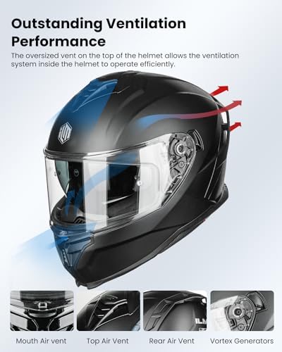 ILM Motorcycle Helmets DOT ECE Dual Visor Street Racing Helmet Full Face Powersports Cascos for Men Women Model MF567(Cobra Camaleon Gold, L)
