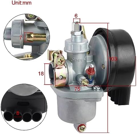 FLYPIG 49cc Engine Carburetor for 50cc 80cc 66cc 60cc 2 Stroke Mini Bike | fits Bicycle Motorized Bike, Gas Bicycle, Scooters, Skateboards