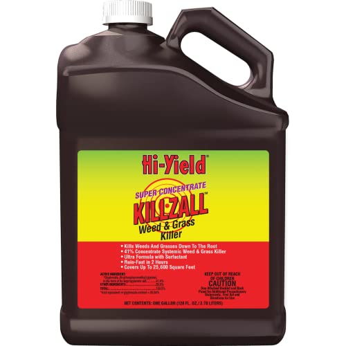 Hi-Yield (33692) Super Concentrate Killzall Weed & Grass Killer (32 oz) | Glyphosate 41% super concentrate - Kills weeds & grasses to root, mixes to treat large areas, 32 oz - Serious DIYers