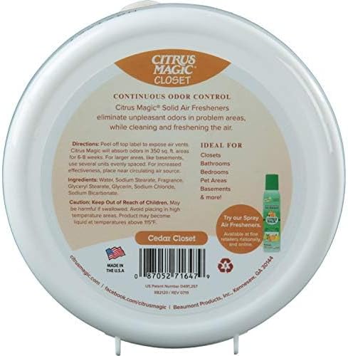 Citrus Magic Closet Solid Air Freshener, Cedar, 8 Ounce