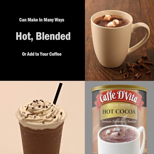 Caffe D'Vita Sugar Free Hot Cocoa Mix, Gluten Free - 10 Oz Can | Hot Chocolate Mix, Low Fat, No Cholesterol, No Hydrogenated Oils or Trans Fat, Kosher, Cocoa Bulk