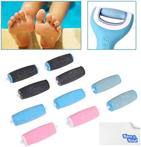 Compatible Replacement Roller Heads for Amope Pedi Perfect Electronic Foot File - Extra Coarse (4X) and Regular Coarse (6X) - Callus Removal
