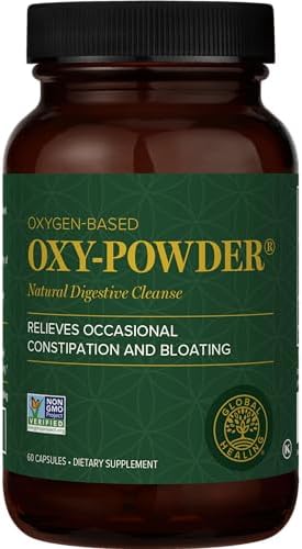 Global Healing Center Oxy-Powder Oxygen Based Safe and Natural Colon Cleanser and Relief from Occasional Constipation (120 Capsules)(Packaging may vary) | Global Healing Gut Cleanse - Magnesium Oxide Stool Softener(120 Capsules)