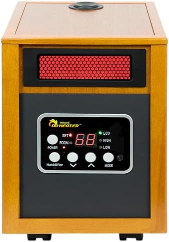 Dr. Infrared Heater DR-968H Indoor Portable Space Heater with Humidifier, 1500-Watt, Cherry