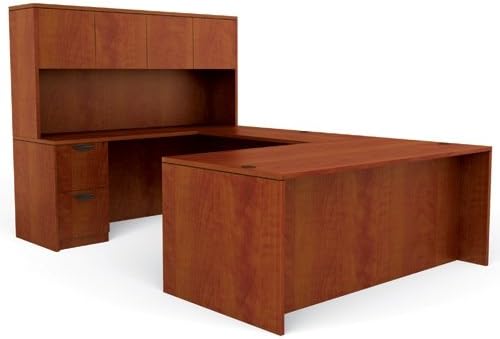 LAYOUTCADC U-Shaped Management Straight Front Desk, Credenza, Hutch, Files, 65-1/2"H x