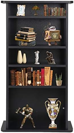 Nova Microdermabrasion 5 Tier DVD cd Storage DVD Shelf Adjustable Bookshelf Bookcase Media Storage Organizer Cabinet for CDs, Books, Video Games, Arts