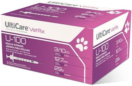 UltiCare VetRx U-100 Pet Insulin Syringes, Comfortable and Accurate Dosing of Insulin for Pets, Compatible with Any U-100 Strength Insulin