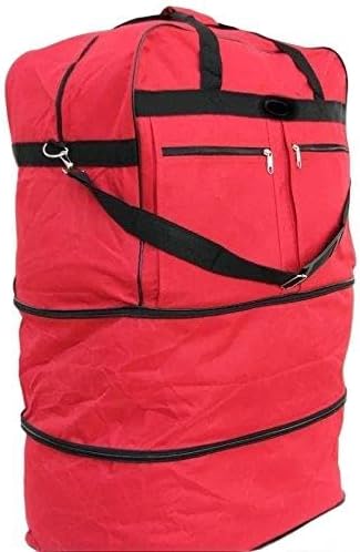 40" RED Large Expandable Rolling 6 Wheeled Duffel Bag Spinner Suitcase Luggage