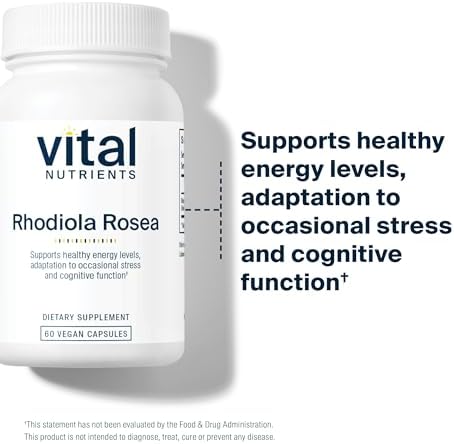 Vital Nutrients Rhodiola Rosea - Rhodiola Supplement for Healthy Energy, Memory, and Stress Support - Gluten, Dairy, Soy Free - Non-GMO - 60 Capsules