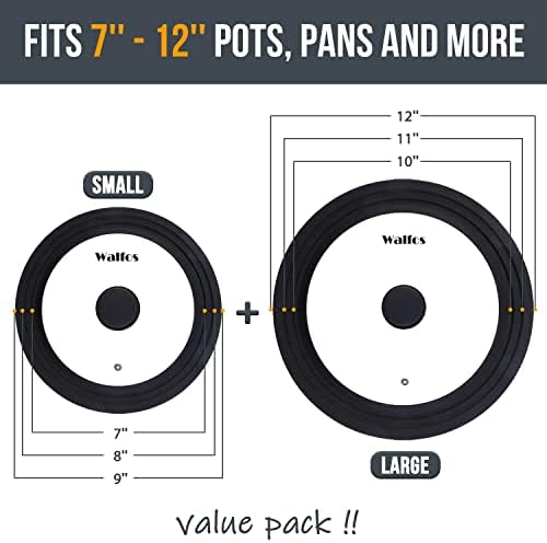 Universal Lid for Pots, Pans and Skillets - Tempered Glass with Heat Resistant Silicone Rim, Fits 10", 11" and 12" Diameter Cookware, Round