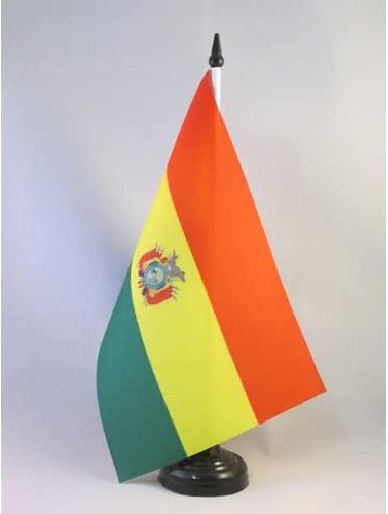 AZ FLAG Nicaragua Table Flag 4x6 in 100D Polyester Plastic Base | Indoor use Nicaraguan 15x10 cm desk flag stitched finish with reinforced edges with plastic pole