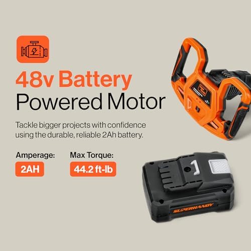 SuperHandy Earth Auger Power Head w/Steel 6"x30" Bit Ultra Duty Eco-Friendly Electric Cordless Lithium-Ion Battery & Charger for Earth