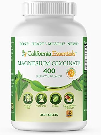 Magnesium Glycinate 400 - Chelated, High Absorption Magnesium for Muscle Relief, Bone & Heart Support -Vegan, Non-GMO, Gluten-Free 240 Tablets (Servings 120, Serving Size (2) 200mg Tablets)