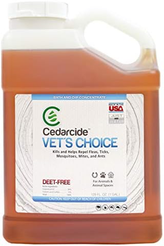 Cedarcide Vet's Choice Flea + Tick Dip Concentrate (Gallon) Use on Dogs, Cats & Livestock to Kill and Repel Biting Insects