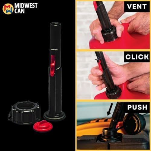 Midwest Can 4240 Quick Flow Spout - Fuel Can Spout Replacement Kit - Auto Shut Off Spill-Resistant Spout with Closing Valve & Cap - 1 Pack