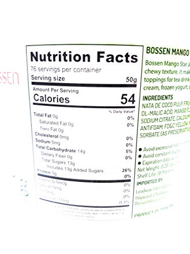Bossen mango star jellies boba topping 8.38lb tub