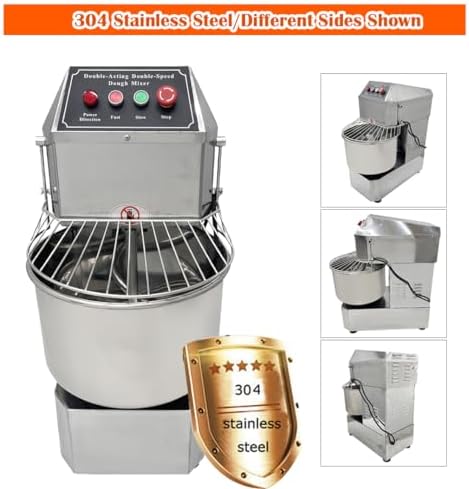 INTBUYING 30 QT Stand Dough Mixer 7.5 Gallon Double Action Spiral Stand Mixer with Double-Speed