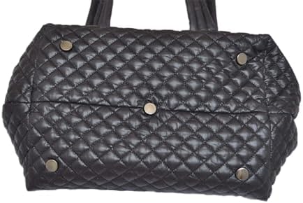 Comfortable Lightweight Large Quilted Zipper Tote with Pouch water repellent Black