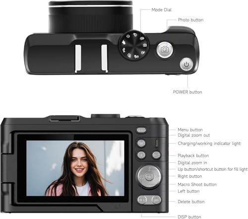 4K Digital Camera for Photography, 3" 180° Flip Screen with 64GB Card | 50MP Vlogging Camera, 4K Video Recording, 18X Digital Zoom, Built-In Flash, Compact Travel Size, Great For Teens & Beginner
