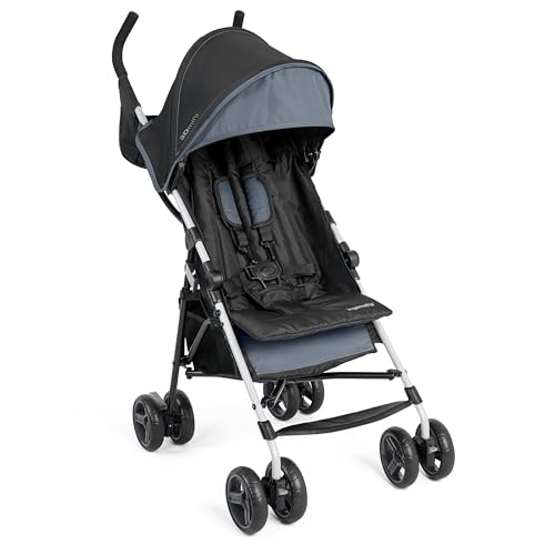 Ingenuity 3D Mini Convenience Stroller – Lightweight Stroller with Compact Fold, Multi-Position Recline, Canopy with Pop Out Sun Visor – Umbrella Stroller for Travel & More, Blue/Black