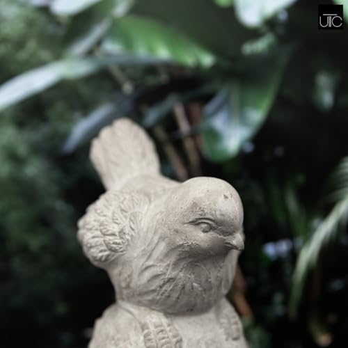 Small Cement Bird Statue, Gray Concrete Finish (8.25 X 5.25 X 6.25 In.) | Decorative Cement Bird Figurine With A Gray Concrete Finish, Ideal For Tables, Patios, Lawns, Yards, And Home Décor.