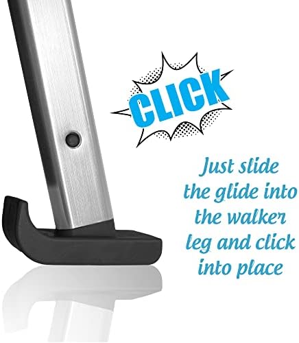 'Click & Go' Ski Glides for Stander EZ Fold-N-Go Travel Walker and Able Life Space Saver Walker (Gray)