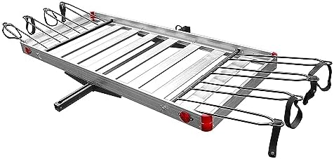 Truck Hitch Cargo Carrier - 500 lb Aluminum 2-in-1 Rack, Silver | Fits 2 in Receivers, Holds 4 Bicycles, 62 x 27 x 3 in Platform, Wheel Mount Design